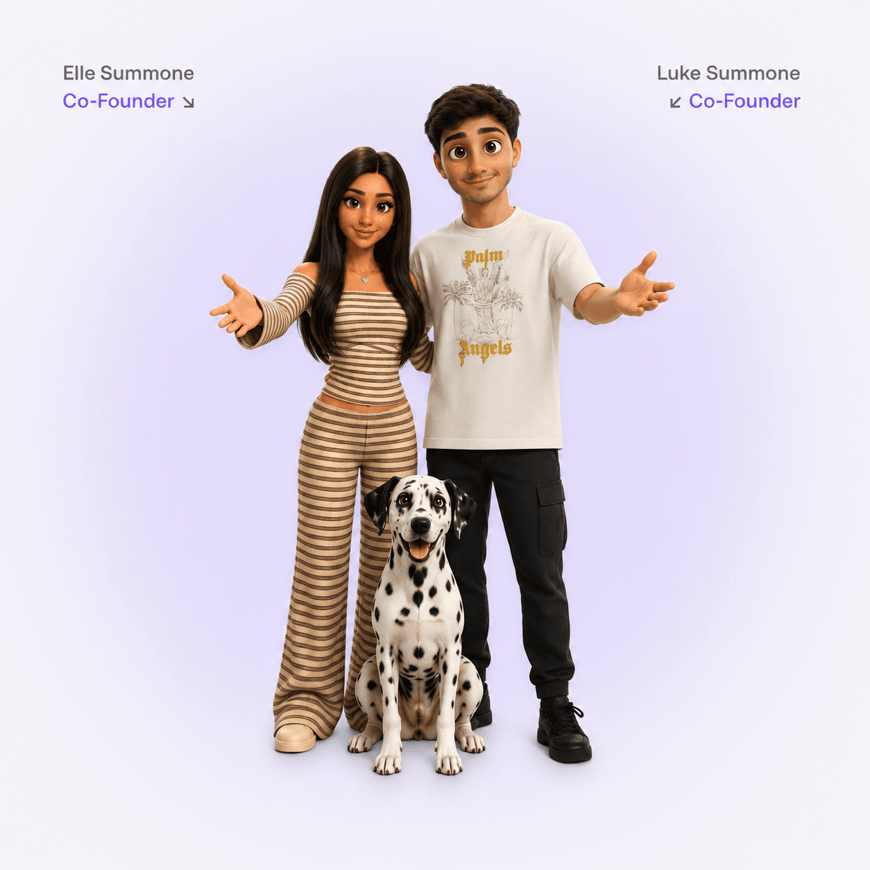 Elle and Luke Summone with Heidi the Dalmatian
